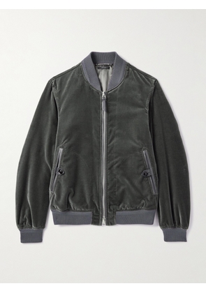 TOM FORD - Cotton-Velvet Bomber Jacket - Men - Gray - IT 46