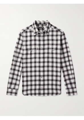 TOM FORD - Slim-Fit Checked Cotton-Flannel Shirt - Men - Brown - EU 39