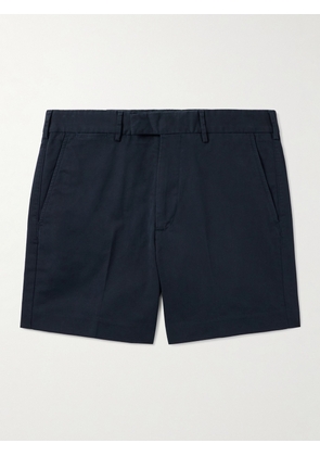TOM FORD - Straight-Leg Pleated Stretch-Cotton Twill Shorts - Men - Blue - UK/US 30