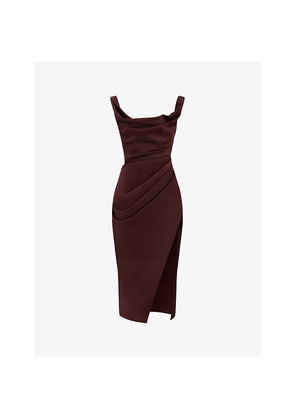 Womens House of CB Rhoda Side-Split Satin Midi Dress