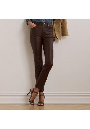 High-Rise Lambskin Straight Ankle Trousers