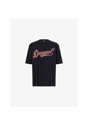 Mens Dsquared2 Embossed Text-Print Loose-Fit Cotton T-Shirt