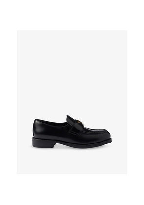 Womens Prada Brushed Leather Loafers