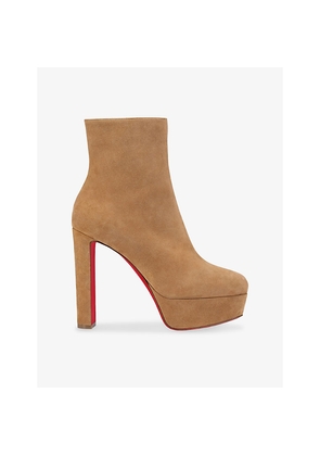 Womens Christian Louboutin Loo Booty 130 Suede Platform Boots