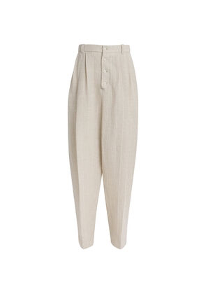 Jacquemus Cotton-Linen Pleated Trousers