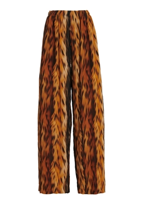 Balenciaga AI-Printed Silk Crepe Wide-Leg Pants - Moda Operandi