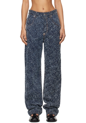 Stella McCartney Blue High-Rise Bouclé Jeans