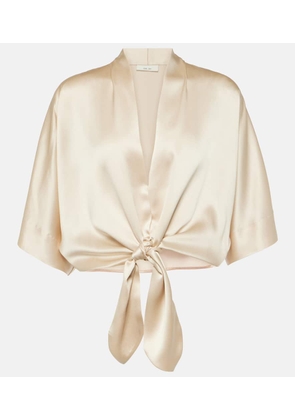 The Sei Tie-front silk charmeuse top