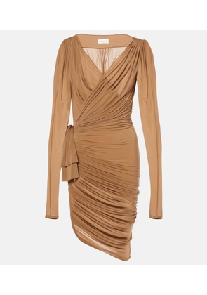 Saint Laurent Gathered sheer jersey midi dress