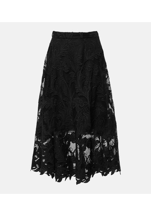 Oscar de la Renta Floral guipure lace midi skirt