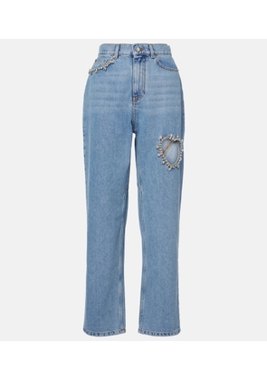 Area Crystal-embellished cutout straight jeans