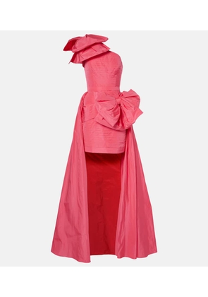 Elie Saab Bow-detail draped pleated taffeta minidress