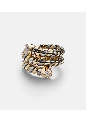Marina B Trisola 18kt gold and titanium ring with diamonds