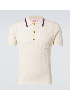 Valentino Cable-knit cotton polo sweater
