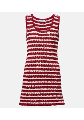 Prada Crochet striped cotton minidress