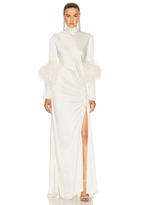 Lapointe Doubleface Satin Bias Tab Slit Maxi Dress In Cream in Cream - Cream. Size 6 (also in ).