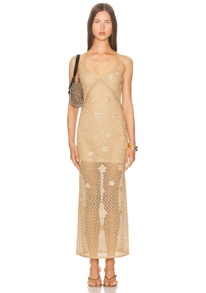 LoveShackFancy Vreya Dress in Sunburst - Metallic Gold. Size S (also in L, M).