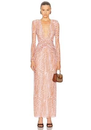 PatBO Botanic Retro Tulle Maxi Dress in Light Pink - Blush. Size 6 (also in 0).