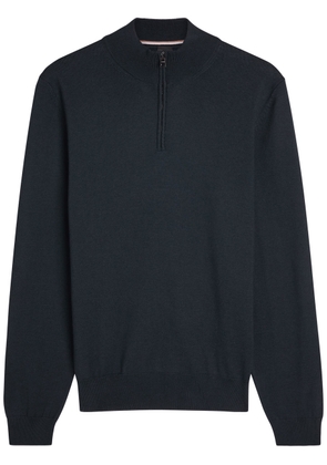 Boss Ebenji Half-zip Fine-knit Polo Jumper - Navy - S