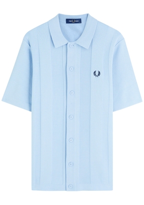 Fred Perry Striped Cotton-knit Polo Shirt - Light Blue - L