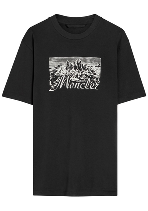 Moncler Mountain Logo-printed Cotton T-shirt - Black - Xxl