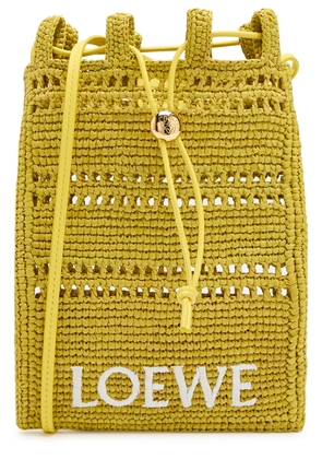 Loewe X Paula's Ibiza Drawstring Logo Raffia Pocket bag - Yellow - One Size
