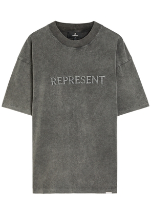 Represent Embroidered Cotton T-shirt - Dark Grey - L
