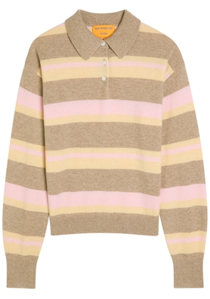 Guest In Residence Collegiate Striped Cashmere Polo Shirt - Stripe - M (UK12 / M)