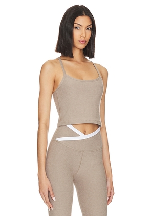 Beyond Yoga Spacedye Slim Racerback Cropped Tank in Tan. Size L. Also in M, S, XL, XS.