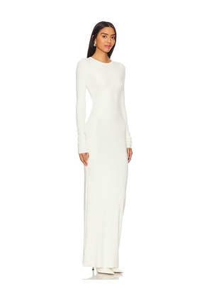 Eterne Long Sleeve Crewneck Maxi Dress in Cream. Size L. Also in M.
