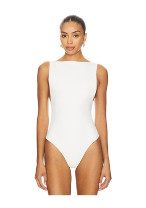 EAVES Rian Bodysuit in White. Size L. Also in M, S, XL, XS, XXS.