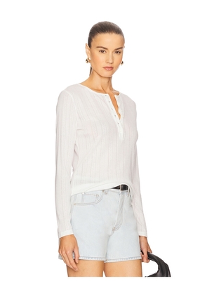 ANINE BING Pia Long Sleeve Tee in White. Size L. Also in M, S, XS.