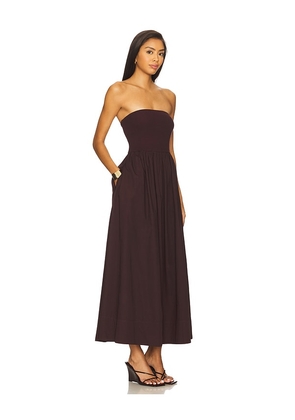 Enza Costa Cotton Resort Strapless Dress in Wine. Size L. Also in M, S, XS.