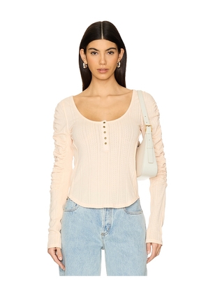 Free People Hope Henley Top in Blush. Size M. Also in S, XS.