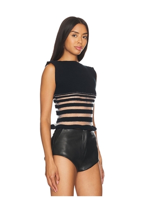 George Trochopoulos Half Stripe Top in Black. Size L. Also in XL.
