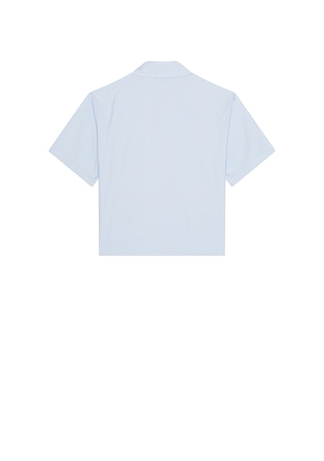 House of Sunny Seersucker Box Fit Shirt in Baby Blue. Size L. Also in M, S, XL/1X.
