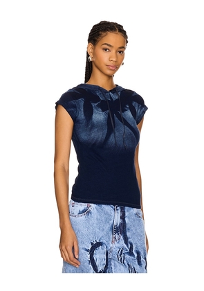 Masha Popova Hooded Bow T-shirt in Blue. Size S. Also in XS.