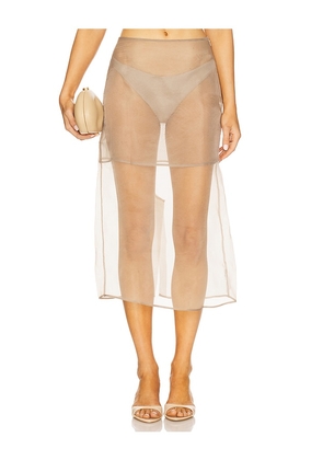 L'Academie by Marianna Blaire Midi Skirt in Taupe. Size L. Also in M, S, XL, XS.