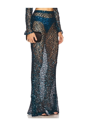 Lapointe Net Paillette Maxi Skirt in Teal. Size L. Also in M, S, XS.