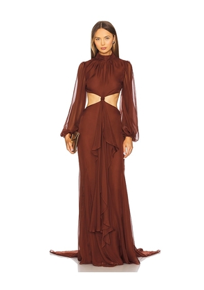 retrofete Rosalinda Chiffon Dress in Brown. Size S. Also in L, M, XL, XS.