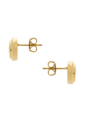SHASHI Cushion Bezel Stud in Metallic Gold.