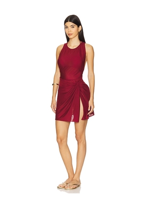 Vix Swimwear Mila Short Cover Up Dress in Burgundy. Size L. Also in M, S, XL, XS.