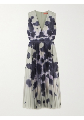 Altuzarra - Pamela Pleated Printed Satin Midi Dress - Gray - FR 34,FR 36,FR 38,FR 40,FR 42,FR 44,FR 46
