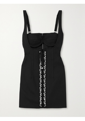DION LEE - Studded Cutout Stretch Organic Cotton Twill Mini Dress - Black - UK 6,UK 8,UK 10,UK 12,UK 14