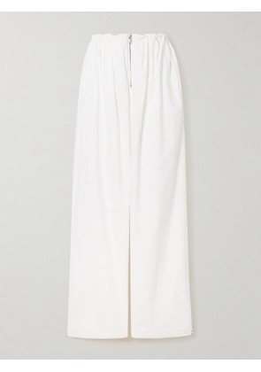 DION LEE - Gathered Washed Cotton-blend Wide-leg Pants - White - xx small,x small,small,medium,large,x large