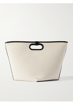 Alaïa - Folded Large Leather-trimmed Canvas Tote Bag - Off-white - One size