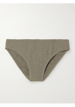 TOTEME - Shirred Recycled Bikini Briefs - Gray - xx small,x small,small,medium,large,x large