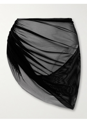 Norma Kamali - Diana Layered Ruched Tulle Bikini Brief - Black - x small,small,medium,large,x large