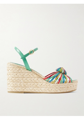 Valentino Garavani - Leather-trimmed Wedge Espadrilles - Multi - IT36,IT37,IT38,IT39,IT40,IT41,IT42