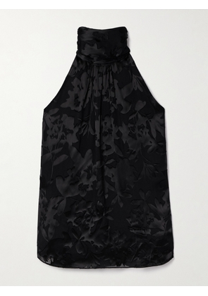 Adam Lippes - Giulia Devoré-satin Halterneck Top - Black - US0,US2,US4,US6,US8,US10,US12,US14